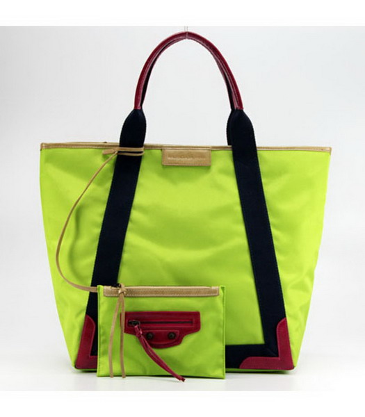 Balenciaga Canvas Tote Bag con Cuoio Fodera in verde